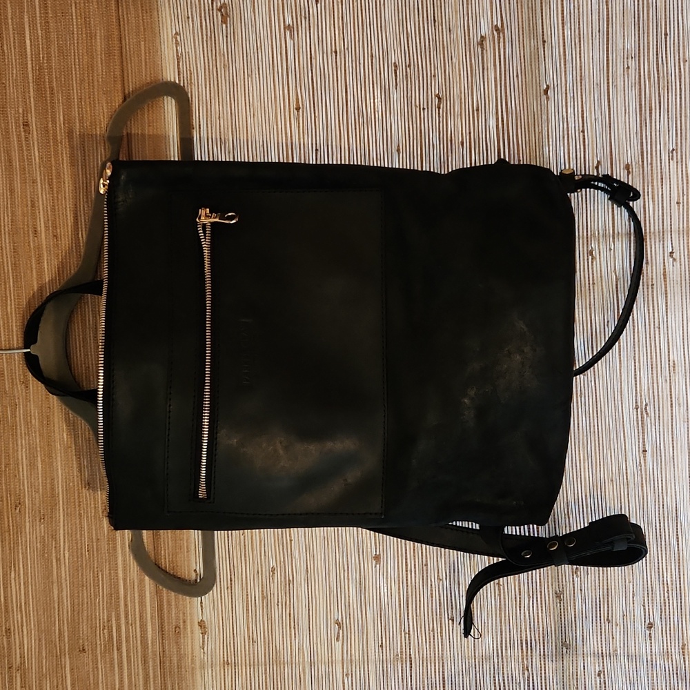 Parker Clay Black Leather Backpack GUC